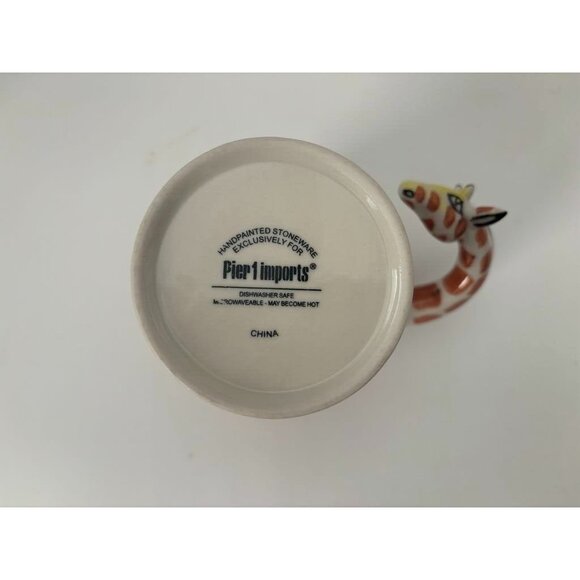 PIER 1 IMPORTS GIRAFFE Handpainted Stoneware MUG with Head & Neck Handle - Picture 6 of 6